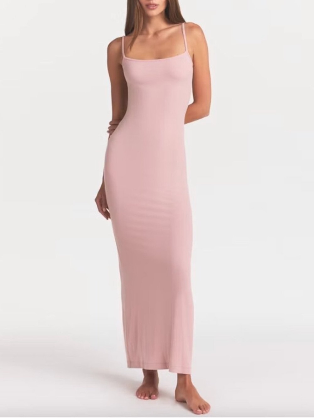 NWT SKIMS Morganite Cotton Rib Maxi Slip Dress